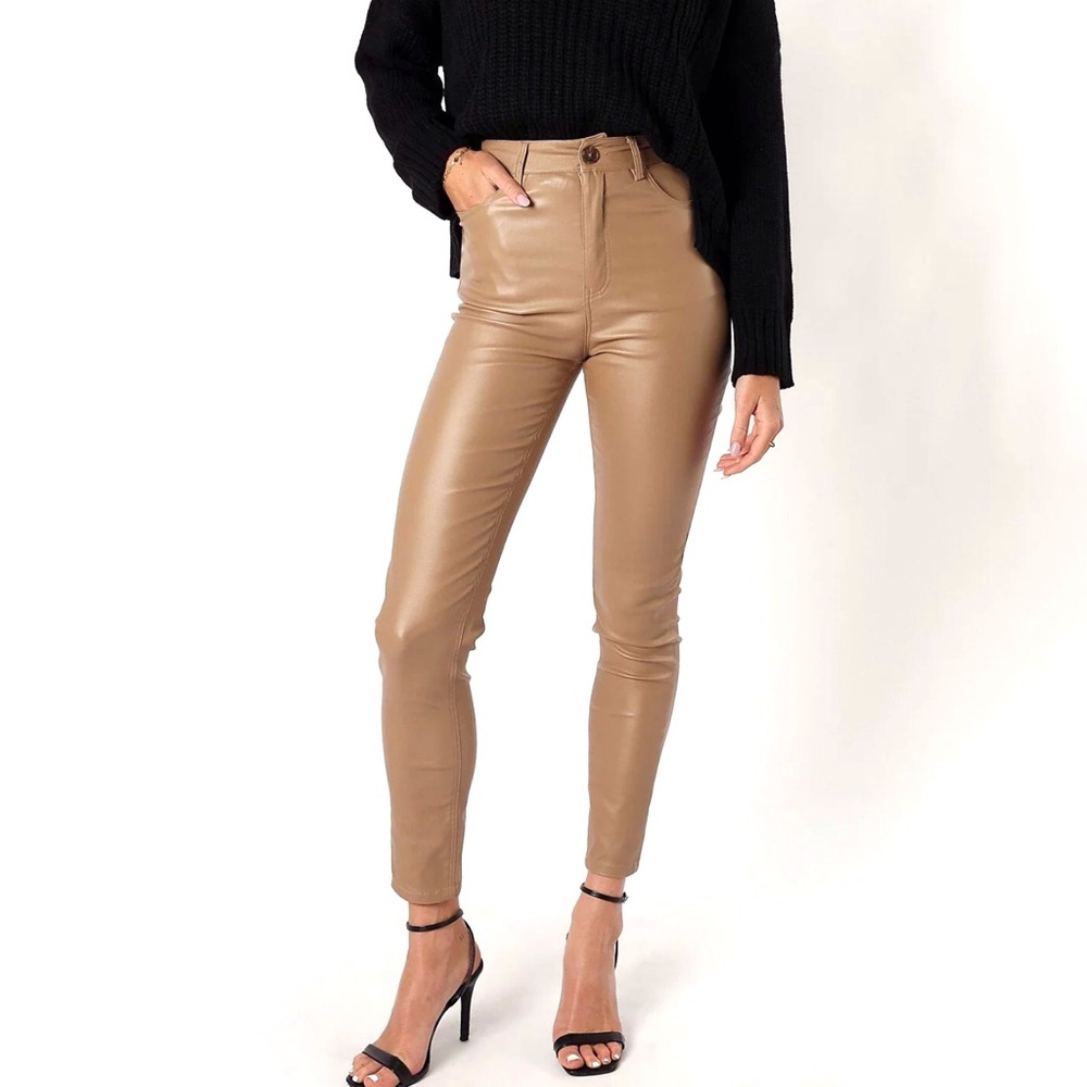 Petal and Pup Womens  Sammie Vegan Leather Ankle Pants Tan Size 2